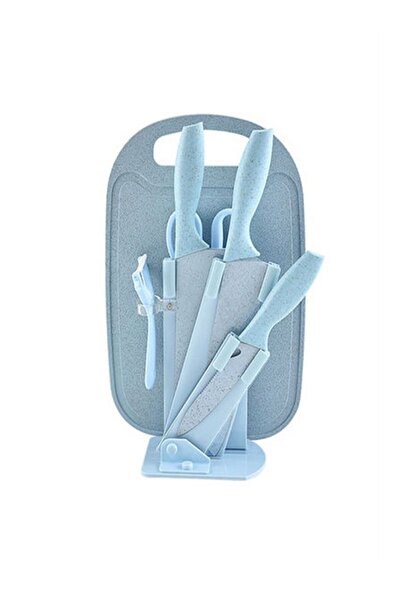 BLOOMING TIME لوح تقطيع مع طقم سكاكين باللون الأزرق