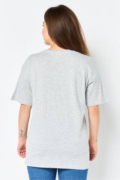 Brave Soul Women Crew Neck Short Sleeve Graphic Print T-Shirt, Light Grey