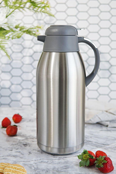 FELLER 3 Litre Paslanmaz Çift Kat Çelik Termos Çay Termosu Evde Ofiste Kampta