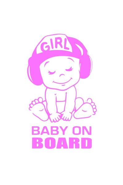 Oracal 651 Sticker Baby On Board, Girl, 15cm, pink