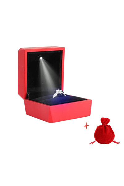 OEM Cutie bijuterii rosie cu iluminare LED 6cm x 6.3cm x 5cm pentru ocazii sp...