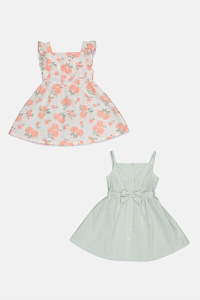 Draper James Toddlers Girl 2 Pieces Square Neck Sleeveless Dress, Multicolor