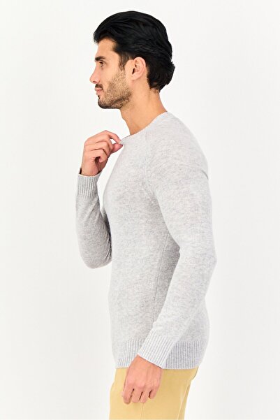 CELIO Men Crew Neck Knitted Sweater, Grey