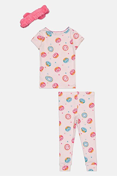 Betsey Johnson Kids Girl 3 Pieces Allover Print Pyjama Top And Bottom With Headband Set, Multicolor