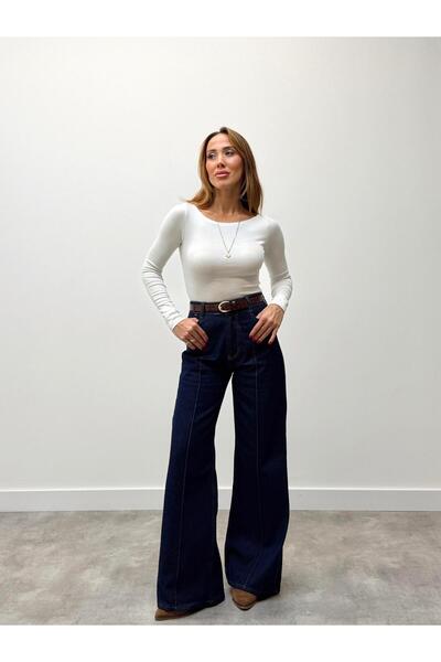 Maldia Shop Women's High Waist Belted Jean Denim Pants