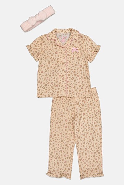 Betsey Johnson Toddlers Girl 3 Pieces Animal Print Pyjama Top And Bottom With Headband Set, Multicolor