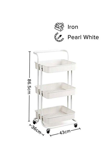 Roman Gifts عربة تخزين متعددة الاستخدامات بثلاثة أرفف مزودة بمقابض وعجلات قاب...