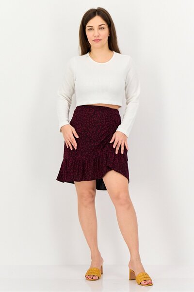 PROMOD Women Animal Print Mini Skirts, Purple