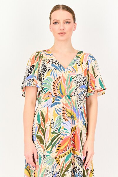 PROMOD Women Allover Print Maxi Dress, Multicolor