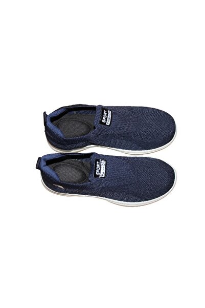 WDA Unisex Slip-On Knit Sneakers – Lightweight Comfortable Walking & Casual Shoes (Navy Blue)
