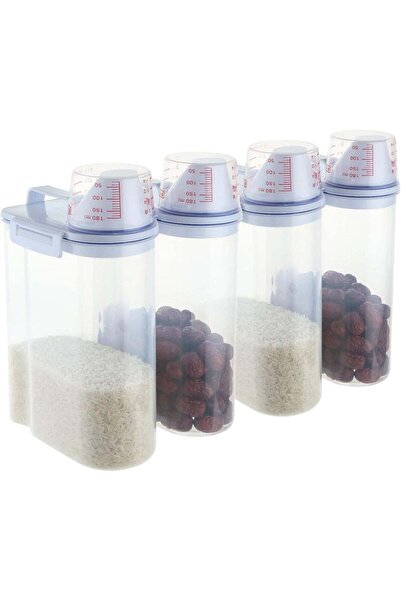 BLOOMING TIME 4-Piece Rice Storage Bins with Dispenser & Measuring Cup