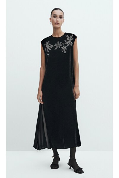 Massimo Dutti rochie neagră de catifea