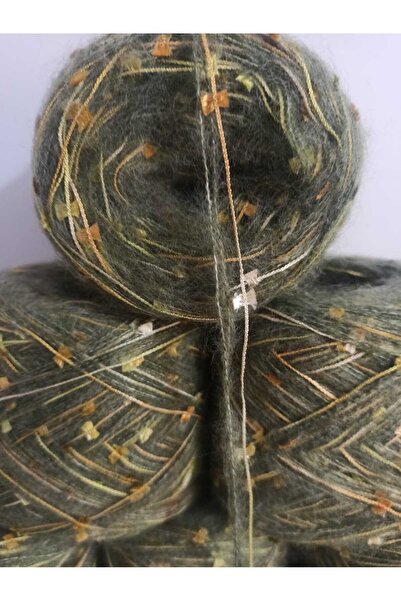 İPEK YÜN İPLİK DÜNYASI Angora Knitting Yarn 2 Ply (Light Khaki) Glitter Butterfly (Multi-Colored) Mix 100Gr