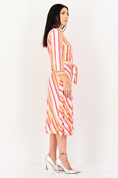 ORSAY Women Stripe Belted Midi Dress, Multicolor