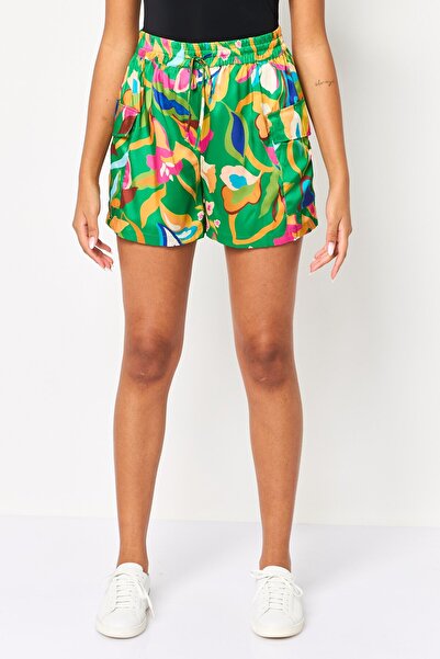 PROMOD Women Allover Print Basic Shorts, Multicolor