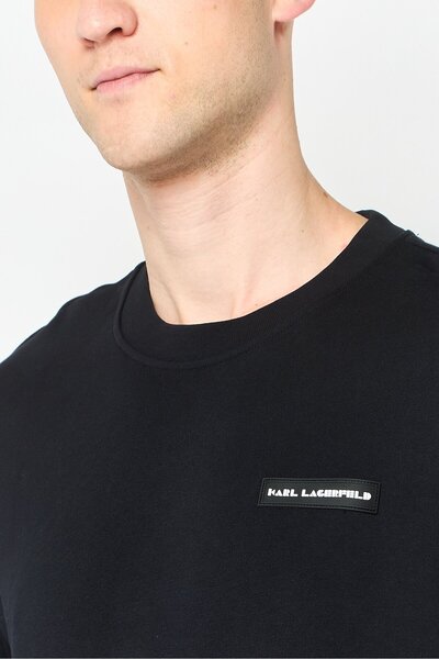 Karl Lagerfeld Men Crew Neck Long Sleeve Brand Long Sweatshirt, Black