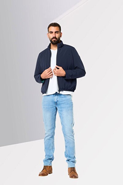 Harmont & Blaine Men Long Sleeve Brand Logo Windbreaker Jacket, Navy