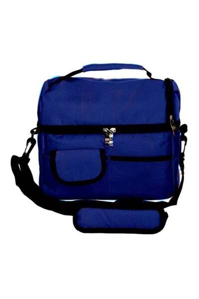 Generic Double Compartment Navy Blue Insulated Lunch Bag - 24 x 16 x 22 cm