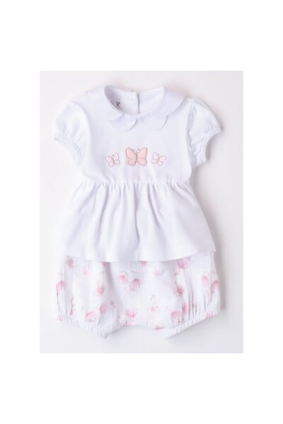 minibanda Set tricou și pantaloni scurți pentru bebeluși cu aplicație fluture...