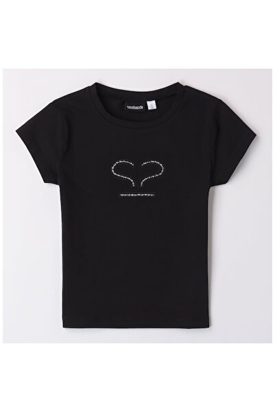 Sarabanda - Tricou pentru fete cu aplicație cu strasuri, Negru, 128-140 cm