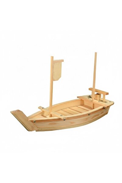 United Foods 70 cm Wooden Boat Presentation Plate |   Large Size Serving Tray for Sushi, Appetizers, and Chef's Specials