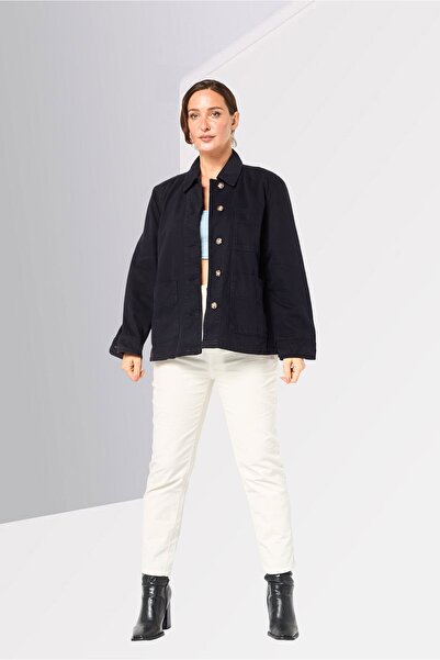 Gant Women Spread Collar Long Sleeve Washed Denim Jacket, Black