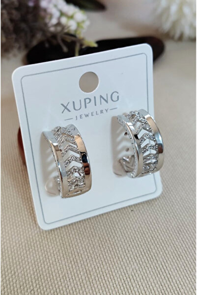 Bilge Takı أقراط فاخرة من الفولاذ موديل Ok مرصعة بأحجار الزركون، لا تفقد بريق...