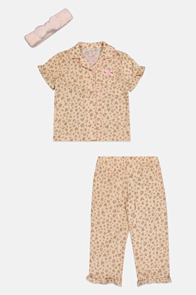 Betsey Johnson Toddlers Girl 3 Pieces Animal Print Pyjama Top And Bottom With Headband Set, Multicolor
