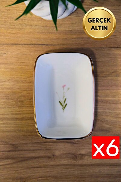 tabakevi Tabak Evi Porselen Natura Çuha Altın Yaldızlı Dikdörtgen Kayık Tabak...