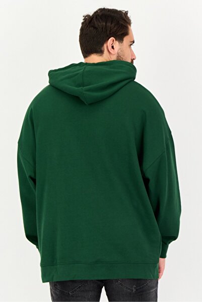 CELIO Men Solid Long Sleeves Hooded Sweatshirt, Green