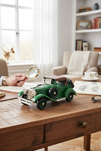 FREFLY DEKORATIF METAL EL YAPIMI ESKİTME ARABA YEŞİL RENK