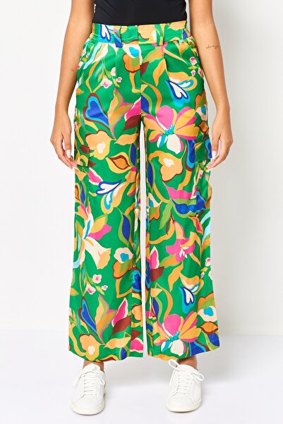 PROMOD Women Regular Fit Allover Pattern Plazzo Pants, Multicolor