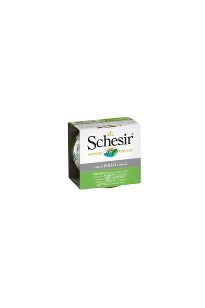 Schesir شيزر طعام رطب للقطط فيليه الدجاج وجبة طبيعية بالمرق 85g