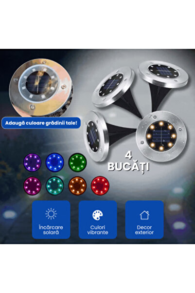 OferteTop Set of 4 Warm White LED Solar Garden Lights, Waterproof and Cordless