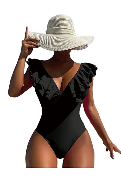 Swims Women's One Piece Swimsuit Ruched Vintage High Waist – Black S