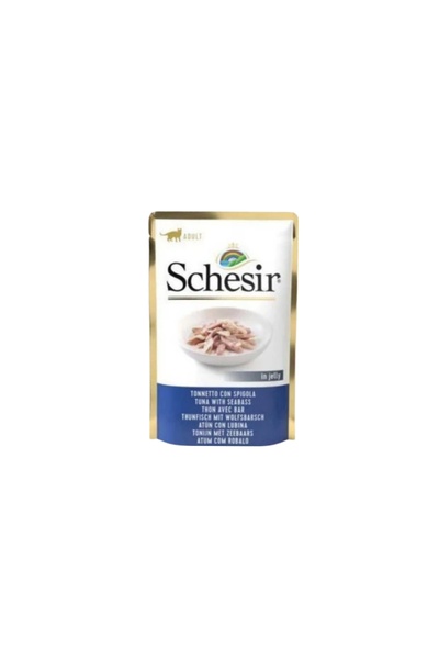 Schesir شيزر طعام رطب للقطط البالغة بالتونا وسمك القاروص 85g