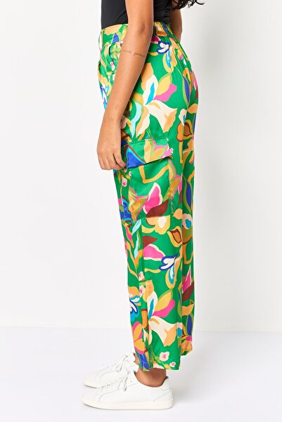 PROMOD Women Regular Fit Allover Pattern Plazzo Pants, Multicolor