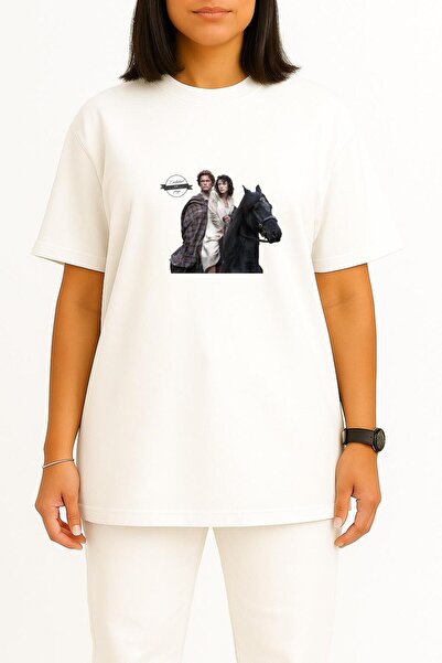 Bahriyeli Collection Oversized Outlander Foreign Tv Series Character Chest Printed Unisex T-Shirt