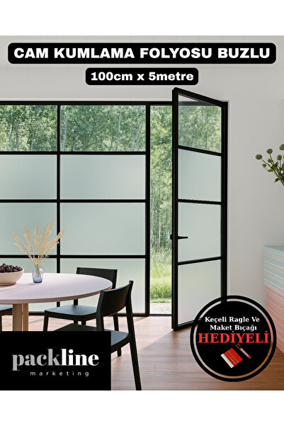 Packline Marketing فيلم زجاجي للرش بالرمل، فيلم زجاجي مصنفر 100 سم × 5 أمتار