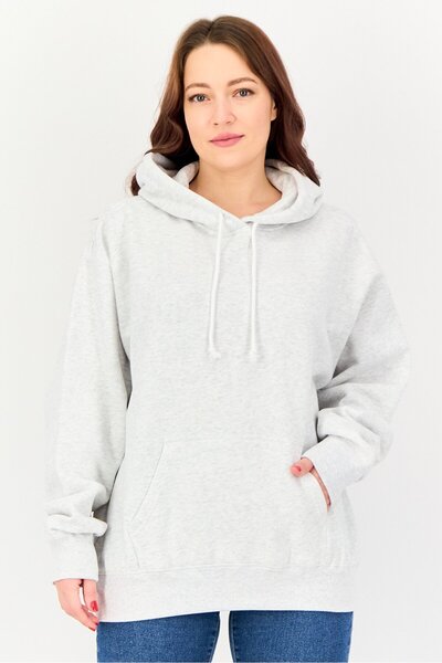 NIA هودي طويل للنساء بلون هيذر، رمادي فاتح