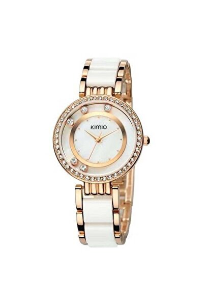 Kimio ساعة يد نسائية بحزام معدني، حركة يابانية، مقاومة للماء