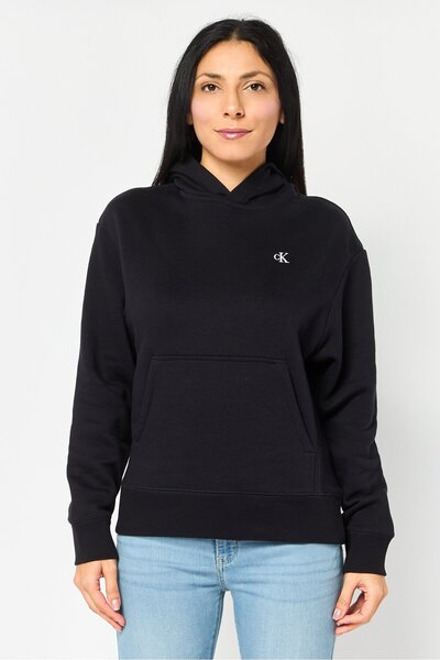 Calvin Klein Women Embroidered Logo Long Sleeve Hoodies, Black