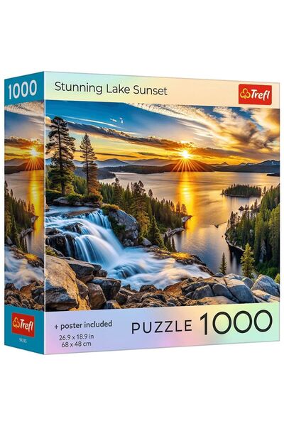 Trefl Puzzle 1000 colectia sua apus de soare uimitor la lac poster inclus