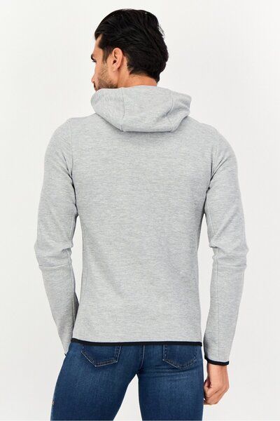 CELIO Men Heather Long Sleeve Hooded Sweatshirt, Grey