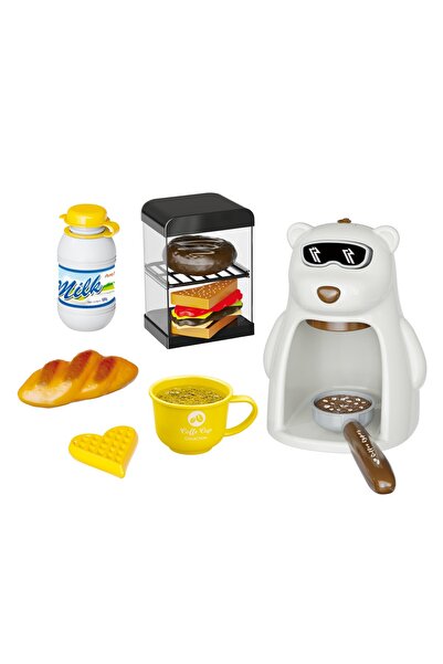 Hibobi Premium لعبة صانعة القهوة التظاهرية للأطفال - مجموعة مطبخ الدب الأبيض ...