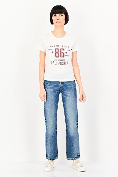 Brave Soul Women Round Neck Short Sleeve Graphic Print Top, White