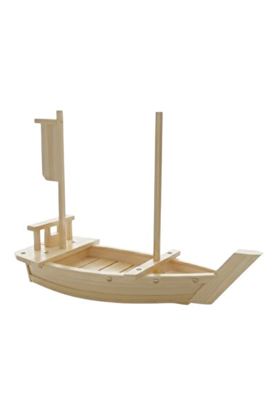 United Foods 50 cm Wooden Boat Presentation Plate |   Medium Serving Boat for Sushi, Appetizers, and Chef Presentations