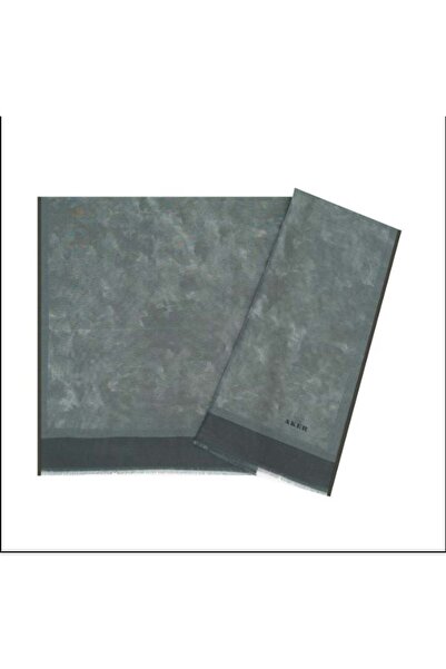 Aker Yaz Serinliği İpek Koton Şal -Bulut Deseni 7208777-472 Siyah Gri