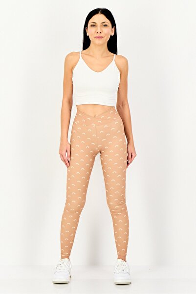 Cozi Women Allover Print Leggings, Light Brown