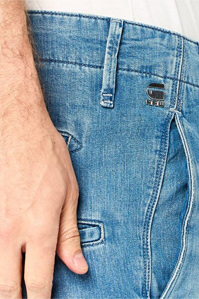 G-STAR RAW Men Washed Denim Shorts, Light Blue